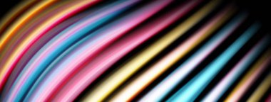 Soyut renkli çizgiler eğrisi, dinamik görsel efekt yaratır. Parlak renkler harmanlanır, modern tasarım ögesini oluşturur.