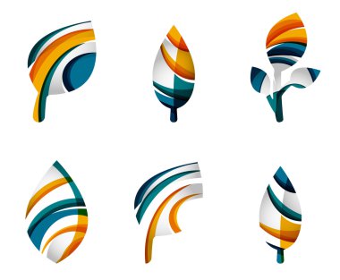 Dizi soyut Eko yaprak simgeler, iş logo doğa kavramları, temiz modern geometrik tasarım