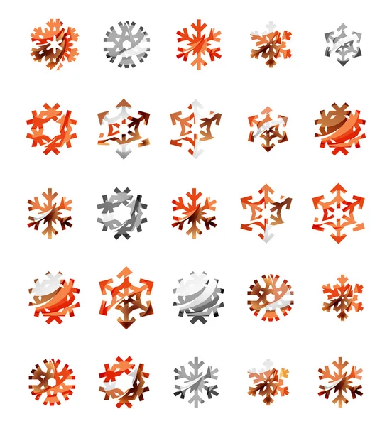 Set von abstrakten bunten Schneeflocken-Logos, Winterkonzepte, sauberes modernes geometrisches Design — Stockvektor