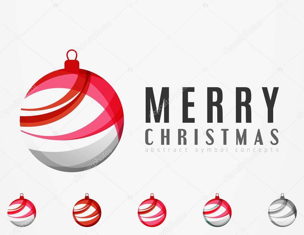 Set of abstract Christmas ball icons, business logo concepts, clean modern geometric design