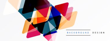 Soyut geometrik şekiller örtüşür, canlı renkli kompozisyon oluşturur. Arkaplan ve sunumlar için modern tasarım ögesi.