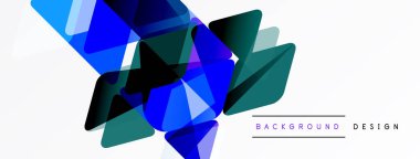 Soyut geometrik şekiller üst üste binerek dinamik mavi, deniz mavisi bileşimi oluşturur. Arkaplan ve sunumlar için modern tasarım ögesi.