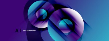 Soyut akışkan şekiller, canlı maviler, morlar dinamik bir zemin oluşturur. Modern tasarım, pürüzsüz gradyanlar hareket, enerji.