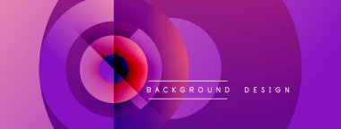 Soyut mor tasarım eşmerkezli daireler, gradyanlar içerir. Metin arka plan tasarımı okur. Modern, canlı görsel element.