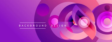 Soyut mor arkaplan, üst üste binen daireler, gradyanlar. Metin arka plan tasarımı okur. Modern, canlı görsel kompozisyon.