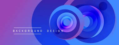 Soyut çemberler çakışıyor, canlı gradyanlar yaratıyor. Mor, mavi renkler tasarımda baskın, metin arka plan tasarımında. Modern, dinamik görsel.