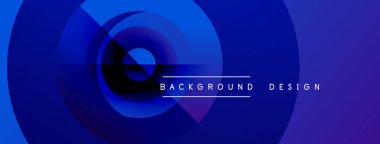 Abstract blue design features overlapping circles, gradients. Text reads background design centered within composition. Modern aesthetic.