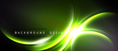 Soyut yeşil enerji akışı. Dinamik eğriler dijital projeler için uygun modern arkaplan oluşturur. Parlak, canlı tasarım elementleri.