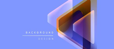 Soyut geometrik şekiller üst üste binerek katmanlı görsel efekt yaratır. Yumuşak eğimler, mor arkaplan, modern tasarım unsurları mevcut.