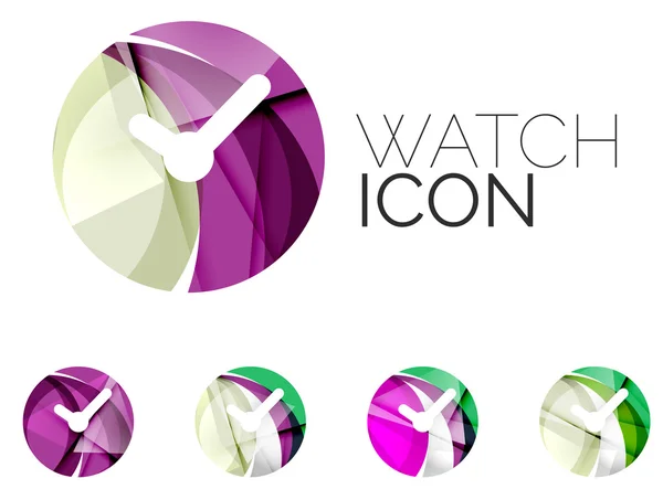 Набір абстрактних значків годинника, концепції бізнес логотипів, чистий сучасний геометричний дизайн — стоковий вектор
