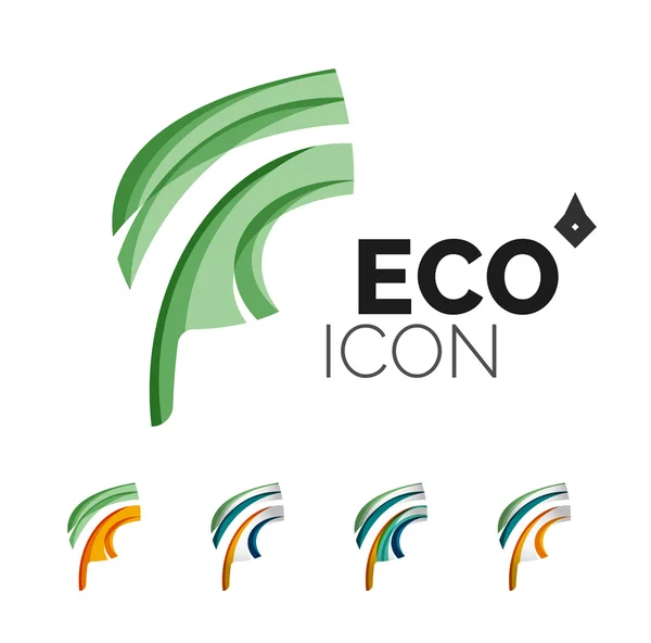 Azokat az absztrakt eco levél ikonok, vállalati emblémát természet koncepciókat, tiszta modern geometriai design — Stock Vector