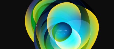 Soyut renkli katmanlar dinamik dairesel tasarım yaratır. Canlı gradyanlar harmanlanarak modern arkaplan ögesini oluşturur. Düz geçişler, görsel uyum..