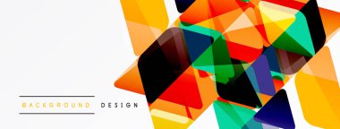 Soyut geometrik şekiller örtüşür, canlı renkli kompozisyon oluşturur. Beyaz alan temiz kontrast ve modern tasarım ögesi sağlar.
