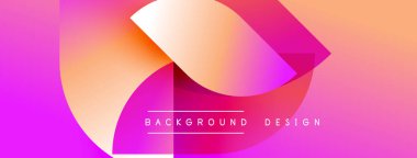 Soyut canlı tasarım, üst üste binen şekiller. Pembe, turuncu, sarı renklerin karışımı modern estetik oluşturuyor. Metin arkaplan tasarımı okur.