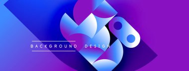 Soyut enerjik tasarım. Mavi, mor renkler dinamik şekiller yaratır. Metin arka plan tasarımı okur. Modern, şık görsel sunum.
