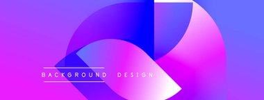 Soyut eğim arkaplanı. Mor, mavi renkler düzgün bir şekilde harmanlanır. Minimalist tasarım kıvrımlı şekiller, metin elementleri içerir. Modern estetik.