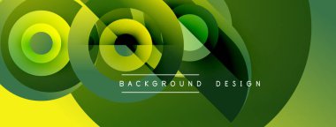 Soyut yeşil tasarım, üst üste binen daireler, gradyanlar. Modern estetik, arka planlar ve sunumlar için uygun. Basit metin arkaplan tasarımı okur.