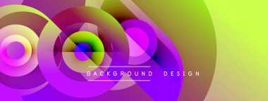 Soyut renkli çemberler dinamik arkaplan yaratır. Gradyan renkler harmanlanarak modern tasarım elementini oluşturur. Metin arkaplan tasarımı okur.