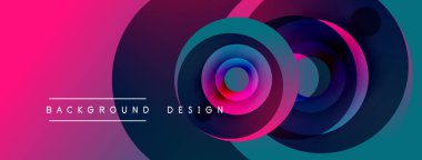 Soyut çemberler dinamik görsel efektler yaratır. Pembe, deniz mavisi, mor renkler kusursuz bir şekilde harmanlanır. Metin arka plan tasarımı okur. Modern, canlı kompozisyon.