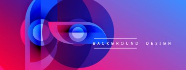 Soyut gradyanlar dinamik şekiller oluştururlar. Canlı pembeler, maviler kusursuz bir şekilde harmanlanarak modern görsel etki yaratıyor. Metin arkaplan tasarımı okur.