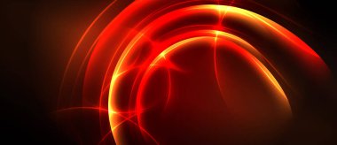 Soyut kırmızı enerji akışları, canlı kıvrımlar, karanlık arka plan. Parlak ışık dinamik görsel etki yaratır, modern tasarım elementleri.