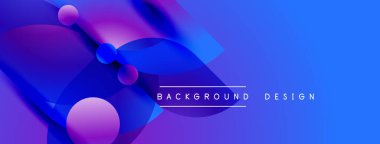 Soyut sıvı şekiller, canlı mavi mor renkler. Modern tasarım elementleri dinamik arkaplan yaratır. Düz eğimler, temiz estetik..