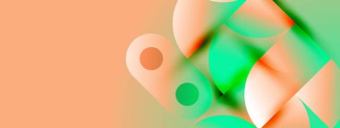 Soyut sıvı şekilleri turuncu ve yeşil renkleri harmanlıyor. Yumuşak eğimler dinamik bileşimler yaratır, modern estetik. Minimalist tasarım enerjiyi ve hareketi çağrıştırıyor.