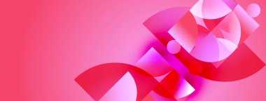 Soyut pembe tasarım kıvrımlı şekiller, üst üste binen şekiller içerir. Gradyan renkler dinamik görsel ilgi yaratır. Modern estetik.