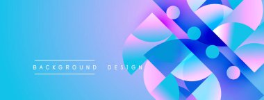 Soyut, enerjik bir arkaplan. Üst üste binen şekiller dinamik görsel efekt yaratır. Mavi, mor renkler kompozisyona hakim. Modern tasarım ögesi.