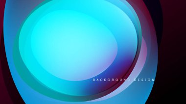 Soyut akış katmanları, canlı maviler, morlar, yeşiller. Modern tasarım elementi karanlık arka plana karşı. Yumuşak eğimler derinlik yaratır.