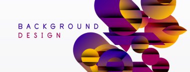 Abstract circles overlap, creating vibrant purple, yellow gradients. White background provides contrast, modern aesthetic.