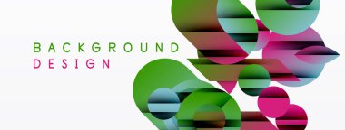 Soyut renkli çakışan daireler dinamik arkaplan oluşturur. Modern tasarım öğeleri yenilik, enerji, görsel cazibe.