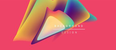 Soyut renkli şekiller örtüşür, dinamik görsel efekt yaratır. Pembe arka plan canlı renkleri, modern tasarım elementini arttırır..