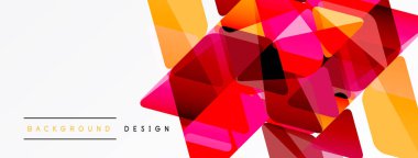 Soyut geometrik şekiller örtüşüyor, canlı renk eğimleri yaratıyor. Beyaz alan temiz kontrast sağlar, modern tasarım estetik.