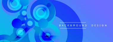 Soyut mavi tasarım, üst üste binen daireler, gradyanlar. Modern estetik dijital arka planlar ve afişler için uygundur. Yumuşak geçişler derinlik yaratır.