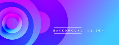 Soyut gradyan çemberler dinamik görsel efekt yaratır. Mor, mavi renkler düzgün bir şekilde harmanlanarak modern arkaplan tasarımı oluşturur.