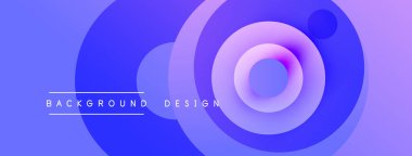 Soyut eşmerkezli daireler, gradyan mavi renkler, modern tasarım elementleri. Arkaplanda metin arkaplanı ve tasarım var. Basit, temiz estetik..