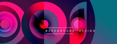 Soyut renkli çemberler dinamik arkaplan oluşturur. Metin, kompozisyon içerisindeki arkaplan tasarımını okur.