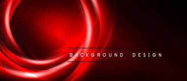 Siyah arkaplan üzerinde dinamik kırmızı kıvrımlar. Modern tasarım öğesi, afişler, sunumlar, dijital sanat için uygun. Parlak, enerjik bileşim.