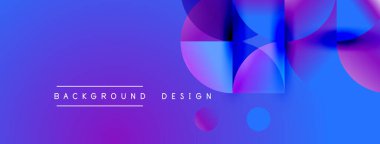 Soyut eğim arkaplanı. Üst üste binen daireler dinamik görsel efekt yaratır. Mavi, mor renkler kompozisyona hakim. Metin arkaplan tasarımı okur.