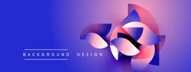 Soyut çiçek tasarımı. Gradyan mavi, mor renkler kompozisyona hakim. Modern estetik, temiz çizgiler görsel ilgi sunar.