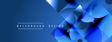 Soyut mavi şekiller örtüşür, dinamik görsel efekt yaratır. Modern tasarım arka planlar ve sunumlar için uygundur. Yumuşak eğimler derinliği artırır.