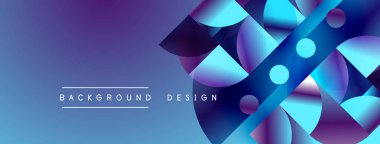 Soyut sıvı şekilleri, canlı maviler, morlar dinamik bir zemin oluşturur. Modern tasarım elementleri teknoloji ve yenilik öneriyor.