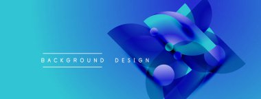 Soyut mavi tasarım üst üste binen şekiller, gradyanlar. Sancaklar, sunumlar, dijital sanat için modern estetik.