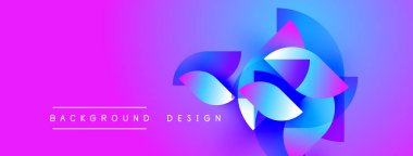 Soyut canlı tasarım, akan şekiller, mor gradyan. Metin, merkez elementin altında arkaplan tasarımı okuyor. Modern, dinamik kompozisyon.