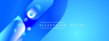 Soyut mavi eğimler akan şekiller oluşturur. Modern tasarım teknoloji, akıcılık ve yenilik öneriyor. Parlak renkler dinamik görsel etki yaratır.