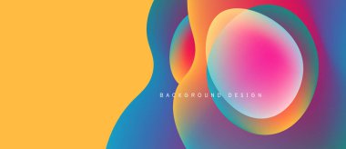 Soyut renkli arkaplan. Üst üste binen daireler canlı eğimler yaratır, sarı ise sol tarafa hakim olur. Modern tasarım ögesi.