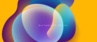 Soyut sıvı şekilleri örtüşür ve canlı renk değişimleri yaratır. Sarı, mor, mavi renkler kusursuz bir şekilde harmanlanır. Modern tasarım ögesi.