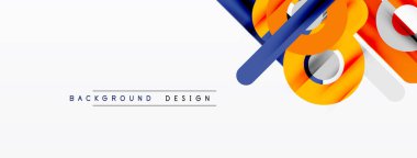 Soyut geometrik şekiller örtüşür, dinamik görsel efekt yaratır. Beyaz arka planda parlak renkler karşıtlığı. Modern tasarım ögesi.