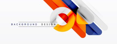 Soyut geometrik şekiller, canlı renkler, modern tasarım elementleri. Temiz beyaz arkaplan karşıtlık ve basit metin örtüsü sağlar.